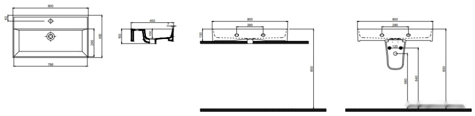 Умывальник Quarter Bath Cross Line 70CL23080 Умывальник Quarter Bath Cross Line 70CL23080