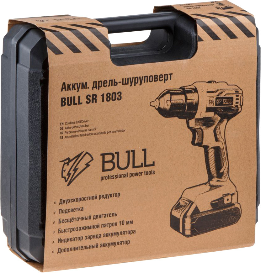 Дрель-шуруповерт Bull SR 1803 (с 2-мя АКБ, кейс) Дрель-шуруповерт Bull SR 1803 (с 2-мя АКБ, кейс)
