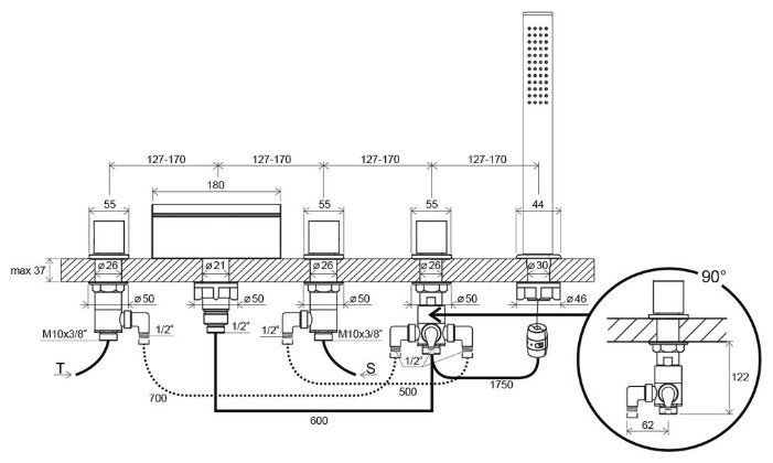 Смеситель Ravak Waterfall WF 025.00 Смеситель Ravak Waterfall WF 025.00