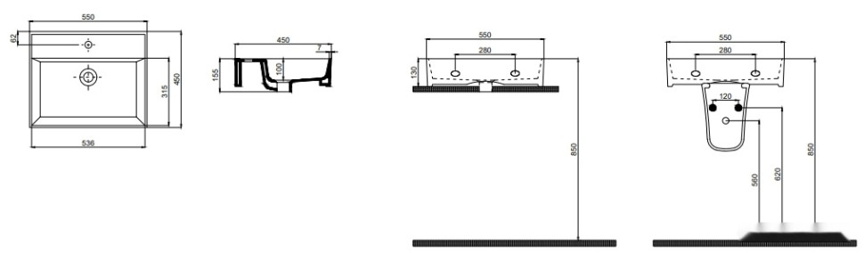 Умывальник Quarter Bath Cross Line 70CL23055 Умывальник Quarter Bath Cross Line 70CL23055