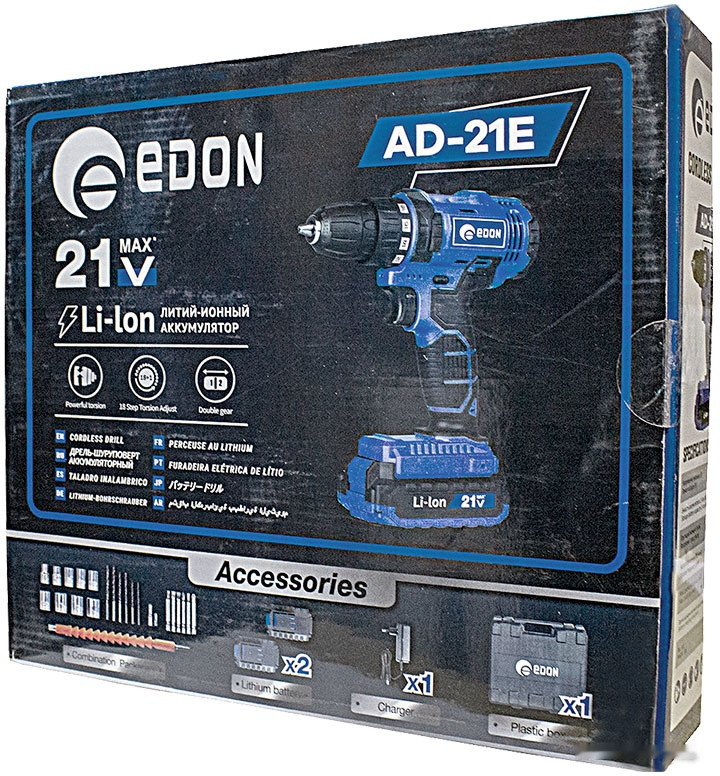 Дрель-шуруповерт Edon AD-21E (с 2-мя АКБ, кейс) Дрель-шуруповерт Edon AD-21E (с 2-мя АКБ, кейс)