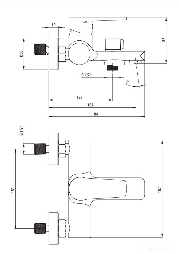 Смеситель Deante Tubo BUT 010M Смеситель Deante Tubo BUT 010M