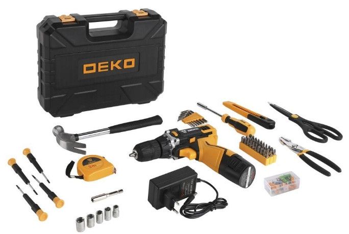 Дрель-шуруповерт Deko DKCD12FU-Li SET 104 063-4112 (с 1-м АКБ, кейс, оснастка) Дрель-шуруповерт Deko DKCD12FU-Li SET 104 063-4112 (с 1-м АКБ, кейс, оснастка)