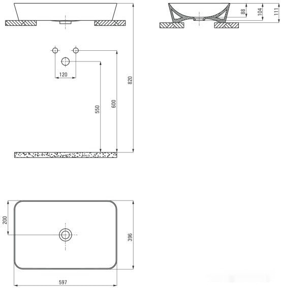 Умывальник Deante Tess CDS DU6S Умывальник Deante Tess CDS DU6S