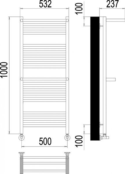 Полотенцесушитель Terminus Аврора П20 500x1000 с 2 полками нп (хром)