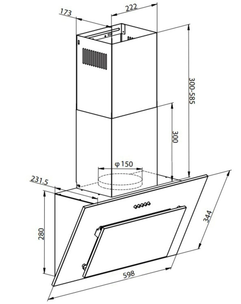 Вытяжка Weissgauff Yota 600 PB BL Вытяжка Weissgauff Yota 600 PB BL