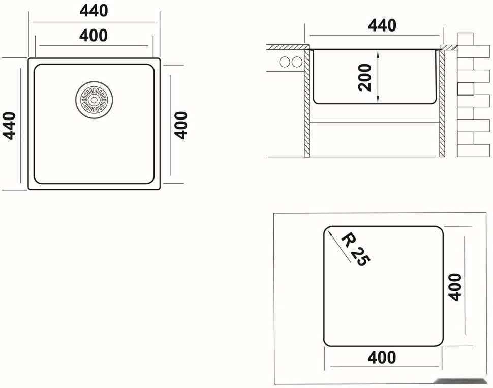 Кухонная мойка Ukinox Лофт LOB400.400-GT10P Кухонная мойка Ukinox Лофт LOB400.400-GT10P