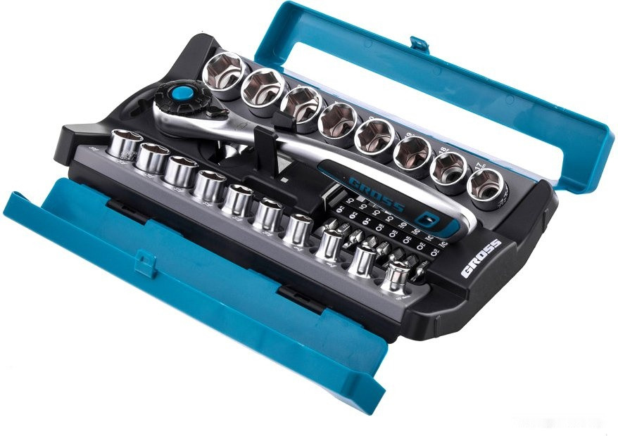 Набор трещотка с головками и битами Gross 14144 (36 предметов) Набор трещотка с головками и битами Gross 14144 (36 предметов)