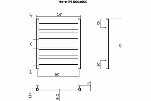 Полотенцесушитель Terminus Ното П8 500x800 (сатин) Полотенцесушитель Terminus Ното П8 500x800 (сатин)