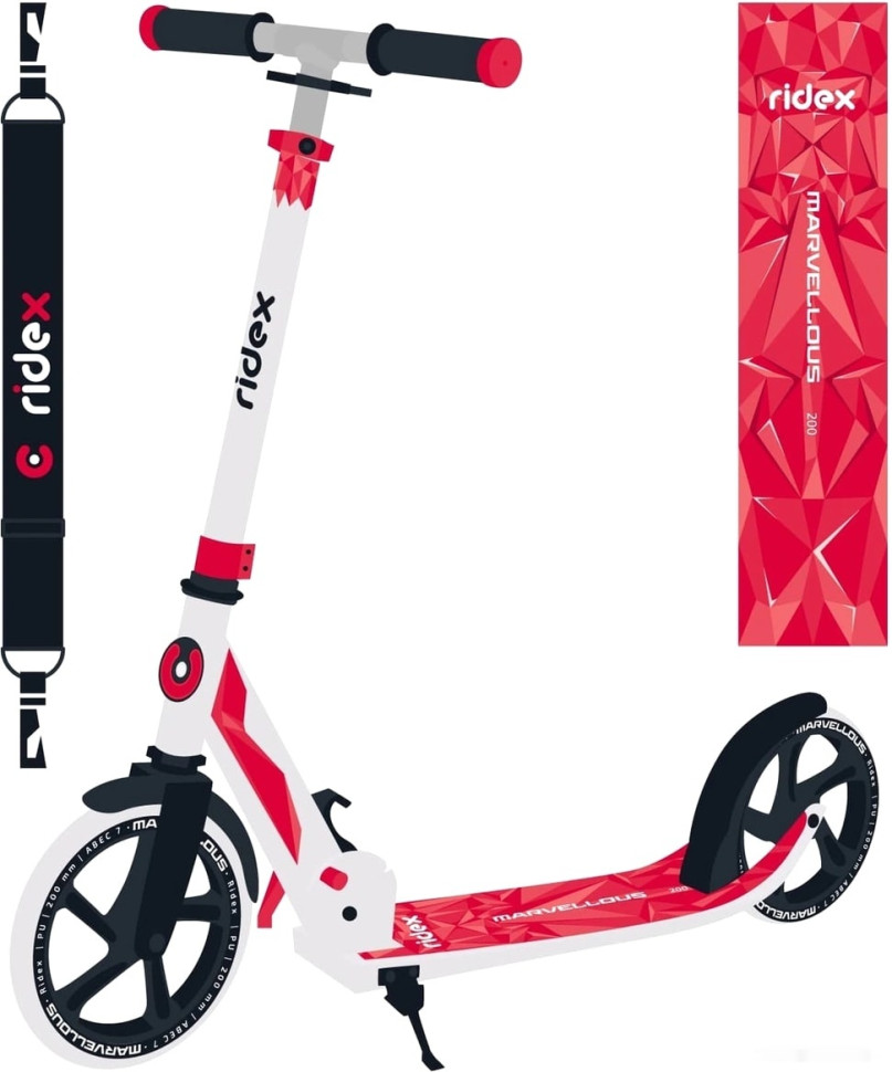 Самокат Ridex Marvellous (белый/красный) Самокат Ridex Marvellous (белый/красный)
