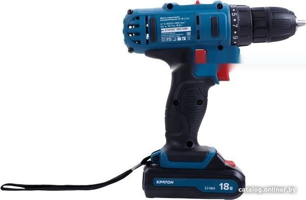 Дрель-шуруповерт Кратон CD-18-Li-2.0 31101057 (с 2-мя АКБ 2 Ач, кейс, оснастка)