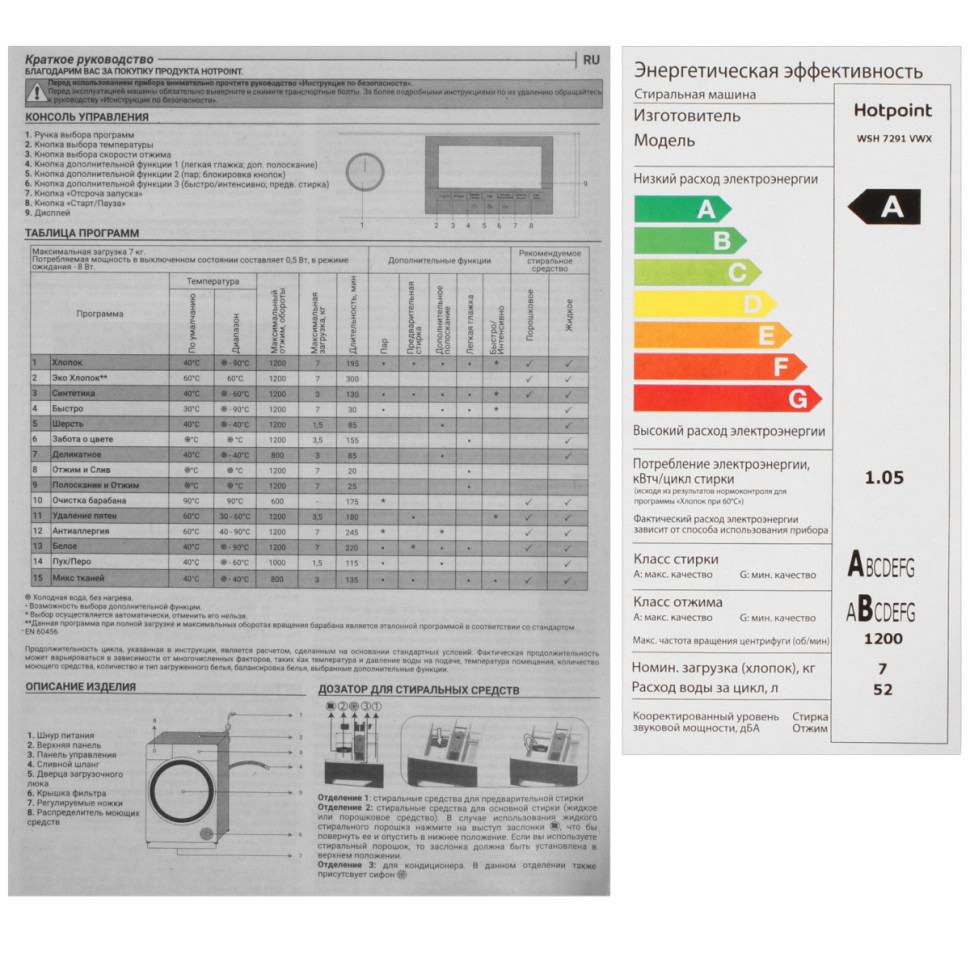 Стиральная машина Hotpoint WSH 7291 VWX Стиральная машина Hotpoint WSH 7291 VWX