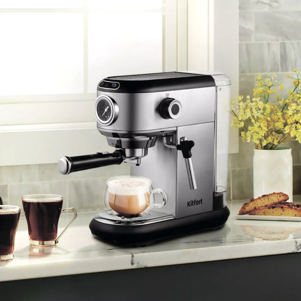 Рожковая помповая кофеварка Kitfort KT-792 Рожковая помповая кофеварка Kitfort KT-792