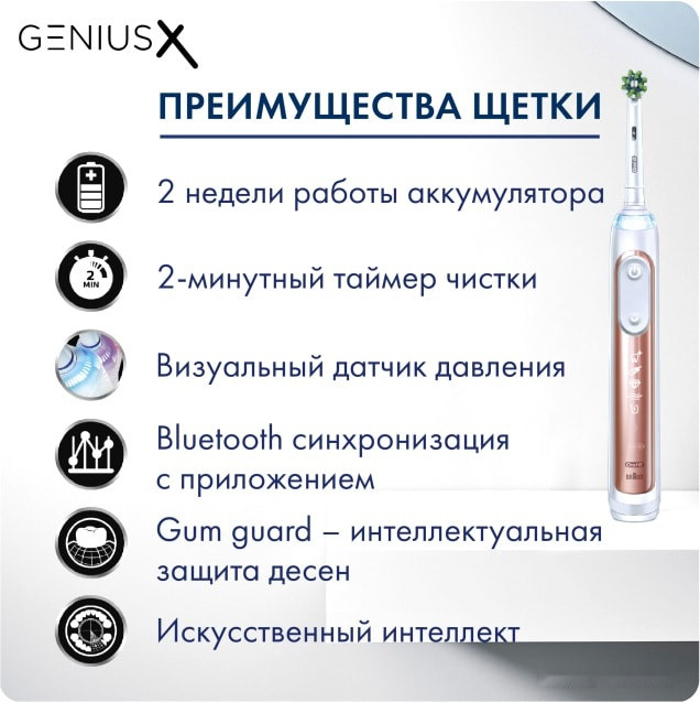 Электрическая зубная щетка Oral-B Genius X Cross Action D706.513.6 (розовое золото) Электрическая зубная щетка Oral-B Genius X Cross Action D706.513.6 (розовое золото)