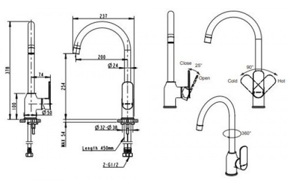Смеситель Bravat Louise F7191183CP-RUS