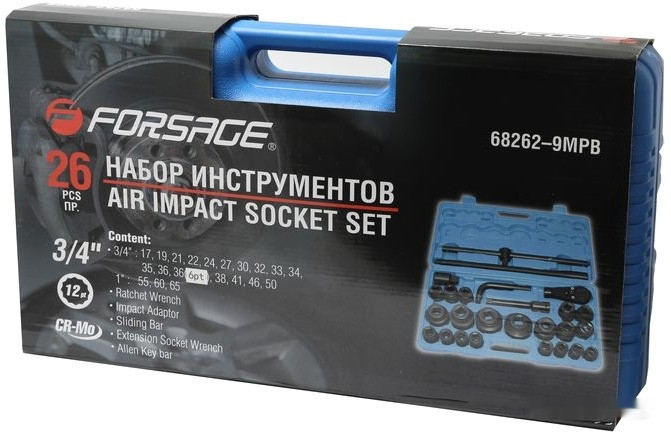 Набор трещотка с головками Forsage F-68262-9MPB (26 предметов) Набор трещотка с головками Forsage F-68262-9MPB (26 предметов)