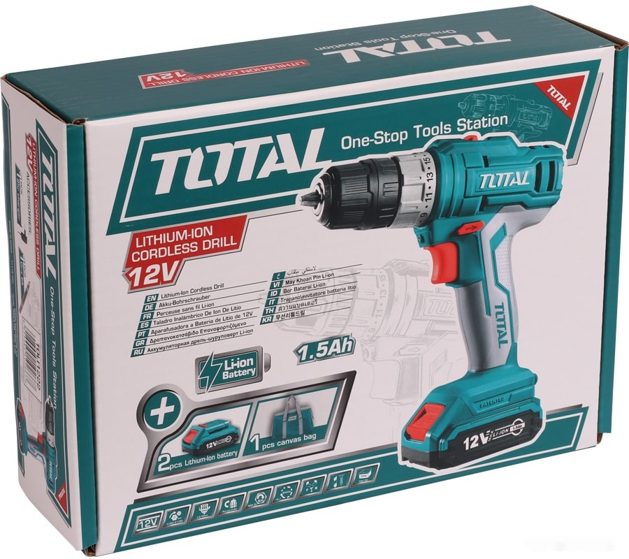 Дрель-шуруповерт Total TDLI1222 (с 2-мя АКБ, кейс) Дрель-шуруповерт Total TDLI1222 (с 2-мя АКБ, кейс)