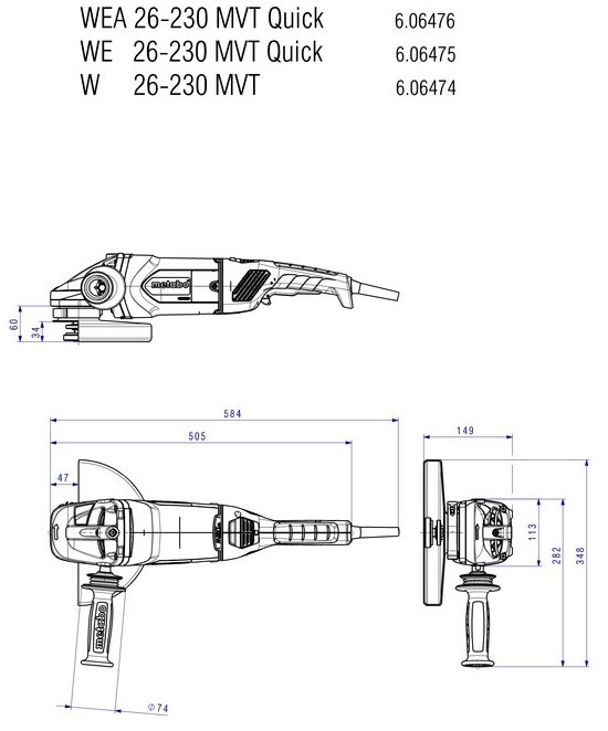 Угловая шлифмашина Metabo WEA 26-230 MVT Quick