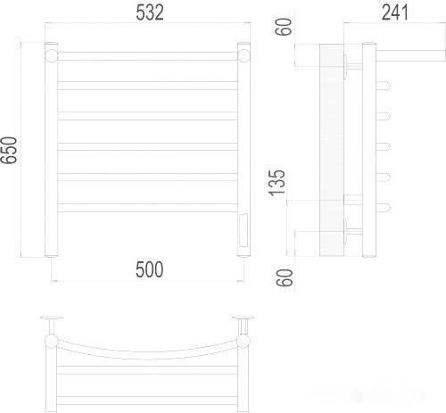 Полотенцесушитель Terminus Классик П6 500x650 с полкой бп электро (хром) Полотенцесушитель Terminus Классик П6 500x650 с полкой бп электро (хром)