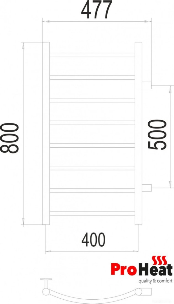 Полотенцесушитель ProHeat Classic 40x80 (боковое подключение) Полотенцесушитель ProHeat Classic 40x80 (боковое подключение)