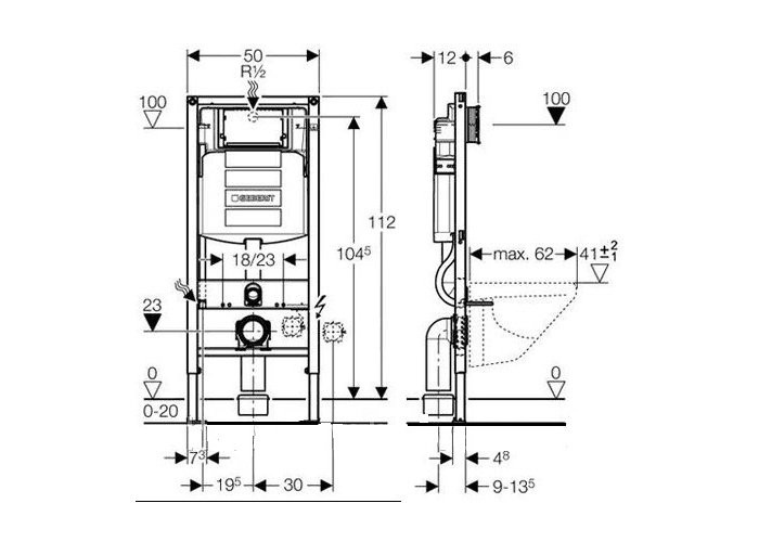 Система инсталляции Geberit Duofix UP 320 Sigma70 111.300.00.5+115.620.SI.1