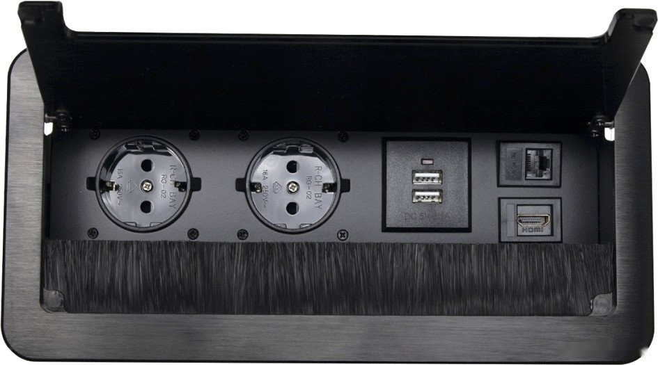 Блок розеток AKS Atlas USB выдвижной (2 розетки, черный)