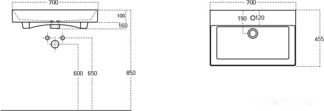Умывальник Sanovit Stance 70x45.5 Умывальник Sanovit Stance 70x45.5