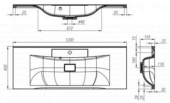Умывальник BelBagno MARINO BB1200/450-LV-MR-PR Умывальник BelBagno MARINO BB1200/450-LV-MR-PR