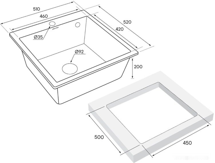 Кухонная мойка Paulmark Kante 50 PM105152-BL Кухонная мойка Paulmark Kante 50 PM105152-BL