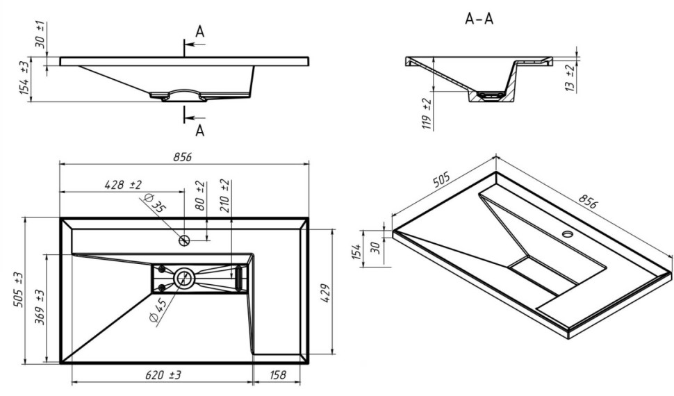 Умывальник Belux Фаворит Ф-850-01 Умывальник Belux Фаворит Ф-850-01