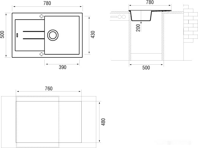 Кухонная мойка Longran Amanda AMG 780.500 (colorado/08) Кухонная мойка Longran Amanda AMG 780.500 (colorado/08)