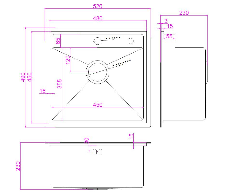 Кухонная мойка ARFEKA AF 520*490 Black PVD Nano Кухонная мойка ARFEKA AF 520*490 Black PVD Nano