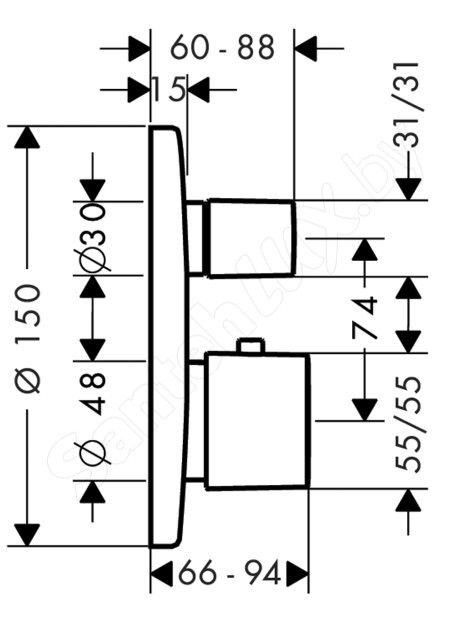 Смеситель Hansgrohe Metris Ecostat E 31572000