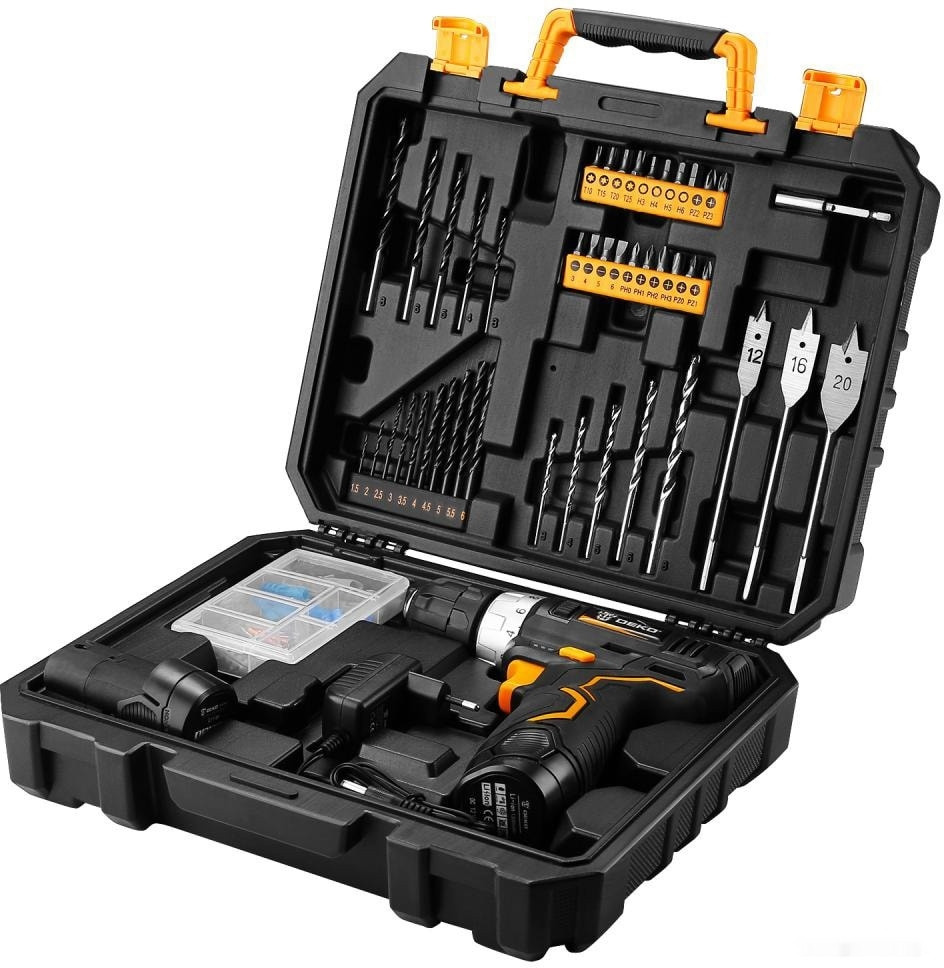 Дрель-шуруповерт Deko GCD12DU3 SET 5 063-4147 (с 2-мя АКБ, кейс, набор оснастки) Дрель-шуруповерт Deko GCD12DU3 SET 5 063-4147 (с 2-мя АКБ, кейс, набор оснастки)