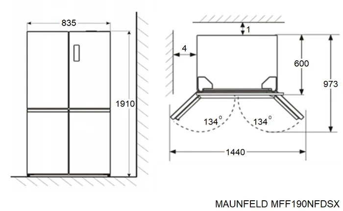 Четырёхдверный холодильник Maunfeld MFF190NFDBG Четырёхдверный холодильник Maunfeld MFF190NFDBG