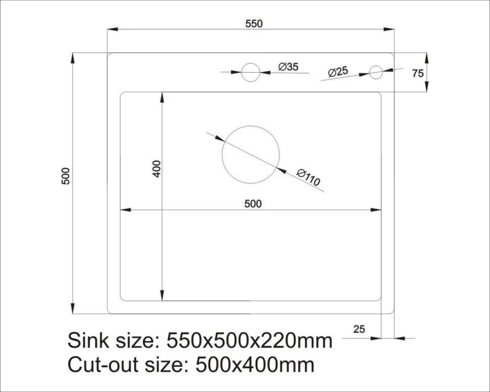 Кухонная мойка Asteria A5550NB-D1 (черный декор) Кухонная мойка Asteria A5550NB-D1 (черный декор)