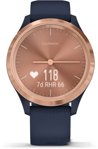 Гибридные умные часы Garmin Vivomove 3S (розовое золото/темно-синий)