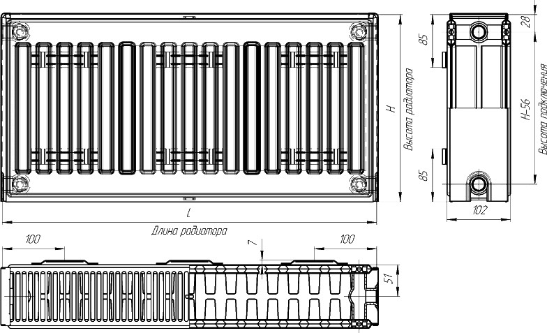 Радиатор Лидея ЛК 22-508 тип 22 500x800