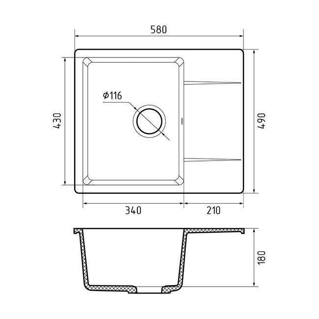 Кухонная мойка GranFest QUARZ GF-UR-258L (серый) Кухонная мойка GranFest QUARZ GF-UR-258L (серый)