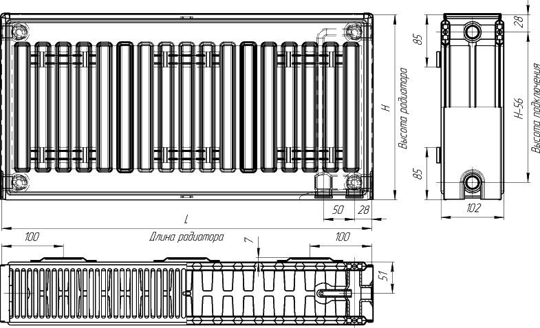Радиатор Лидея ЛК 22-510 тип 22 500x1000