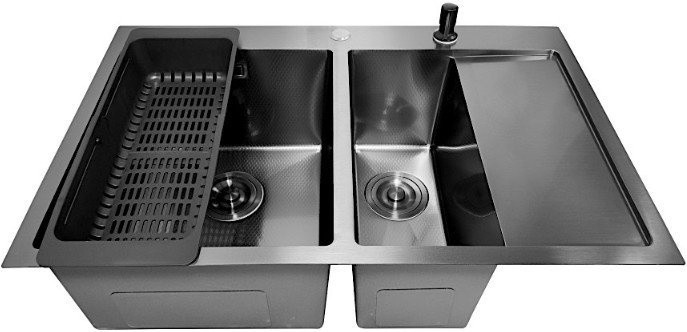 Кухонная мойка Stellar Decor S7850NB-2L-D (нано черный)