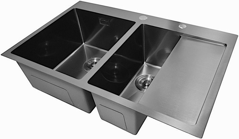 Кухонная мойка Stellar Decor S7850NB-2L-D (нано черный)