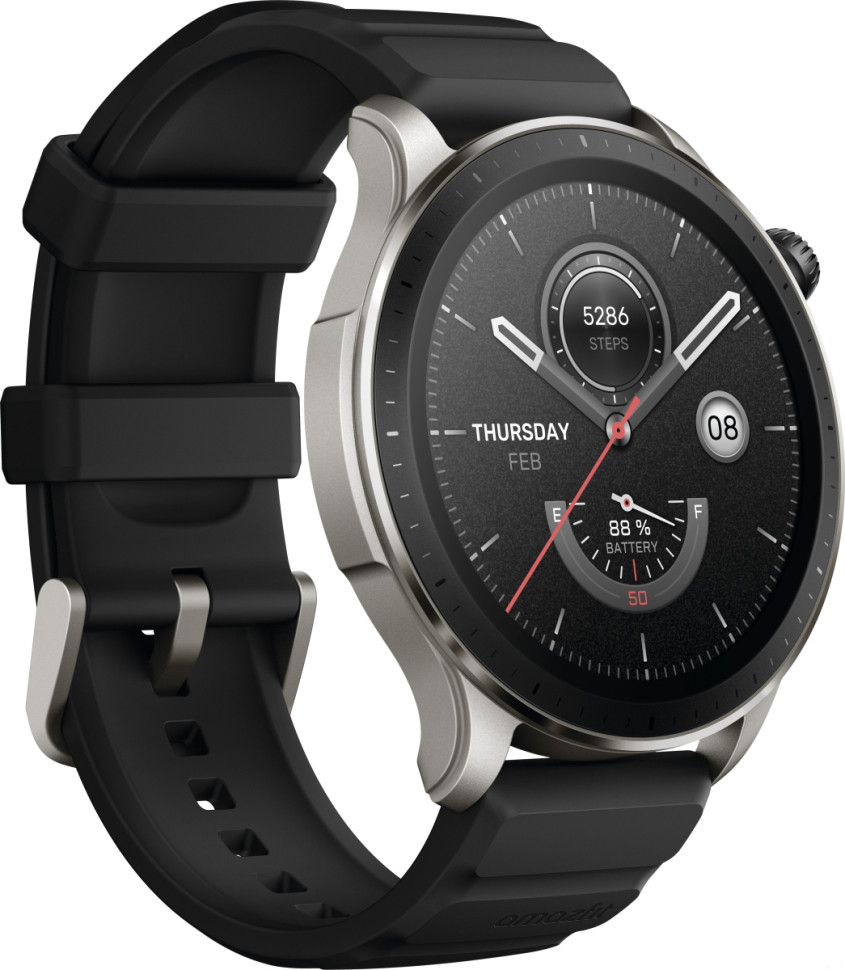 Умные часы Amazfit GTR 4 (серебристый, с черным ремешком из фторэластомера) Умные часы Amazfit GTR 4 (серебристый, с черным ремешком из фторэластомера)