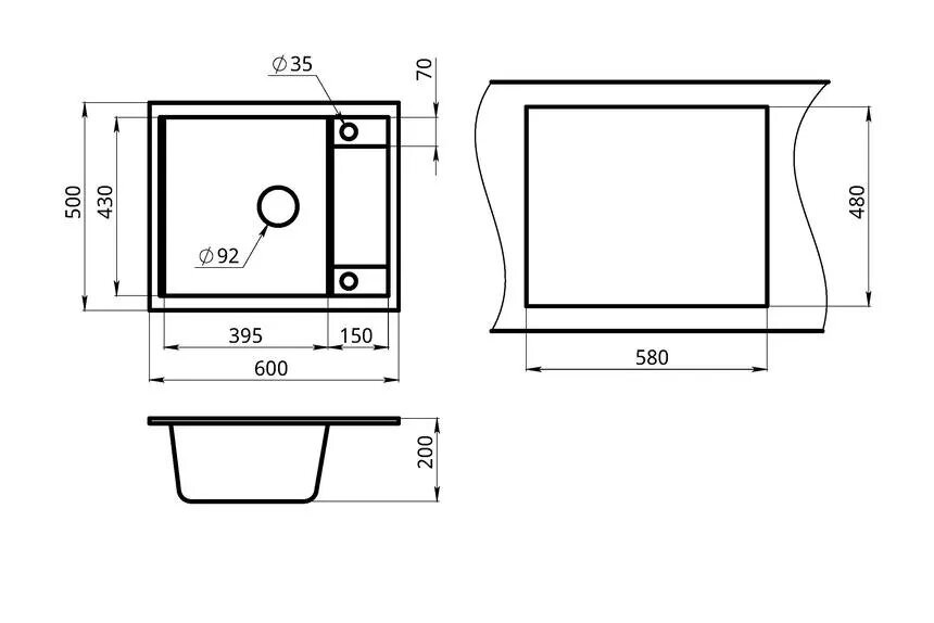 Кухонная мойка Granula 6002 (Алюминиум) Кухонная мойка Granula 6002 (Алюминиум)