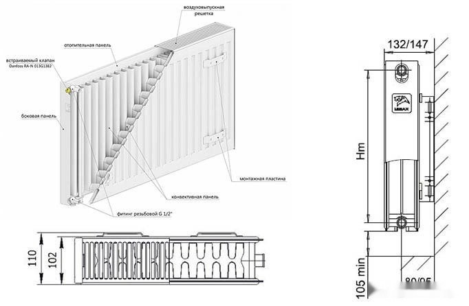 Радиатор Лемакс Valve Compact 22 200x800