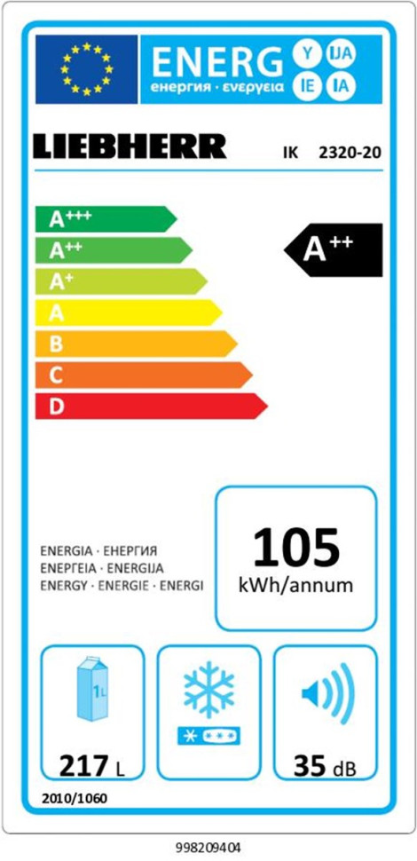 Однокамерный холодильник Liebherr IK 2320 Comfort