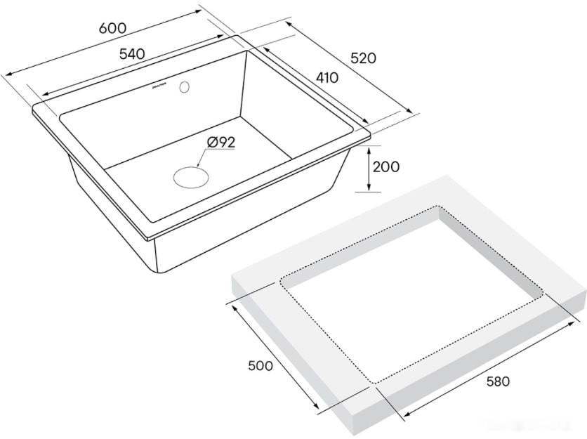 Кухонная мойка Paulmark Kante PM106052-BLM Кухонная мойка Paulmark Kante PM106052-BLM
