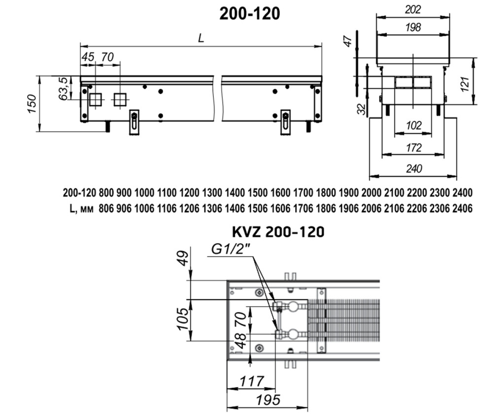Радиатор Techno Usual KVZ 200-120-700
