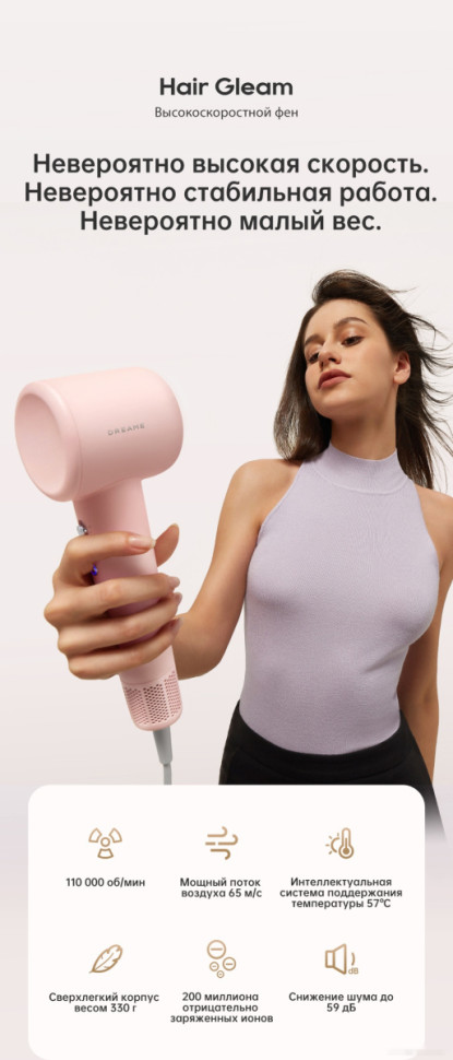 Фен Dreame Hairdryer Gleam Pink AHD12A (розовый)