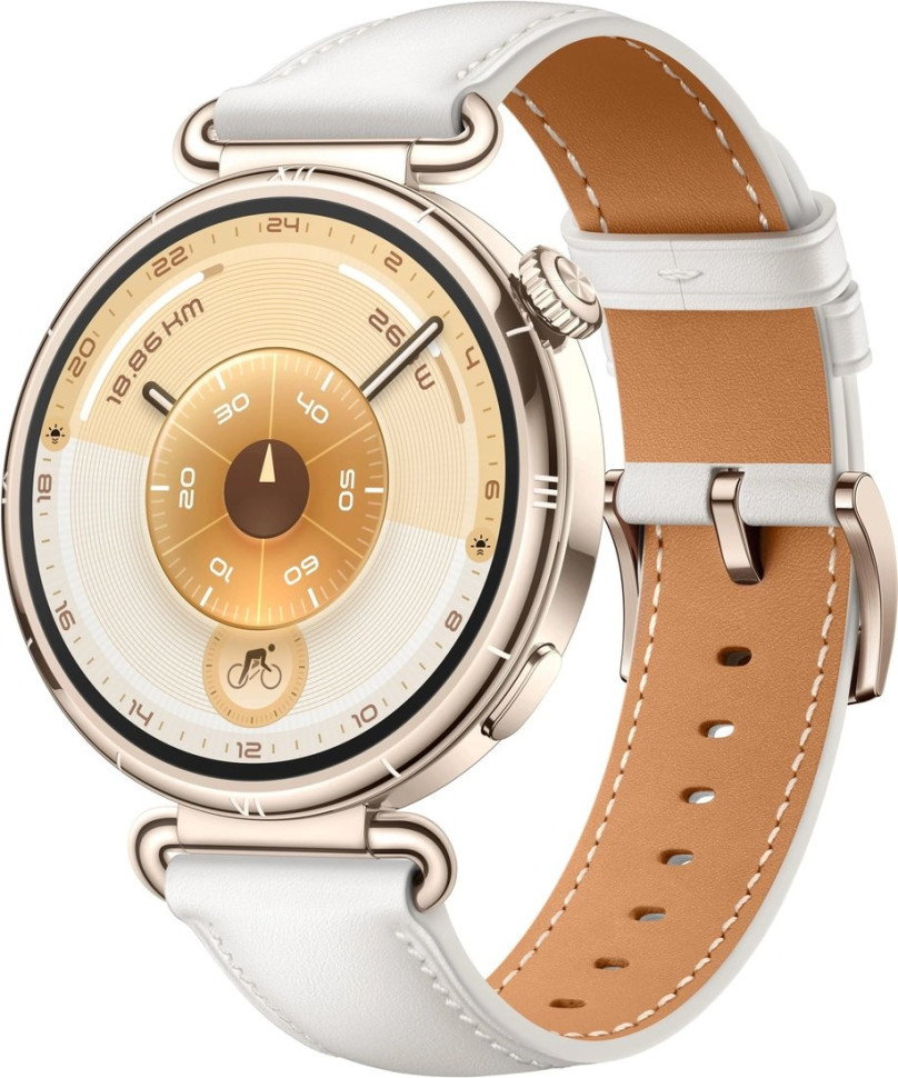 Умные часы Huawei Watch GT 6 41 мм (золотистый, с белым кожаным ремешком, международная версия)